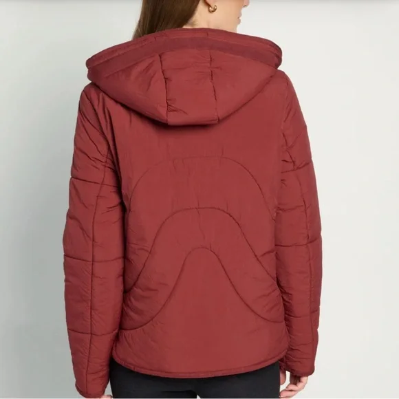 Burgundy Puffer Jacket Wine Color - Picture 2 of 3